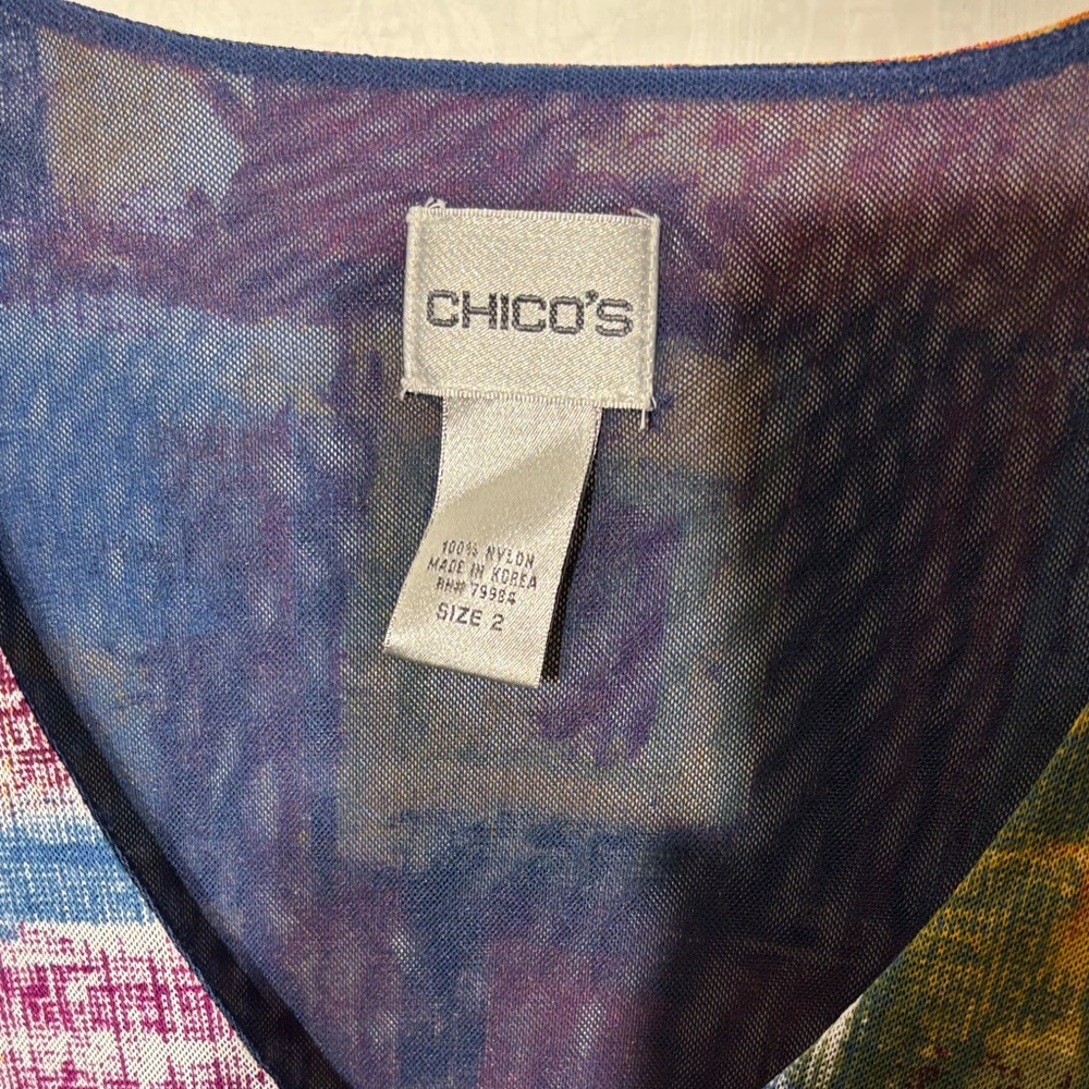Chico's Multicolor V-Neck Top - Picture 2 of 3